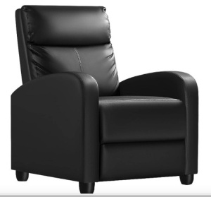 Black Homall Recliner Chair, Recliner Sofa PU Leather for Adults, Recliners Home Theater Seating with Lumbar Support, Reclining Sofa Chair for Living Room (Black, Leather)