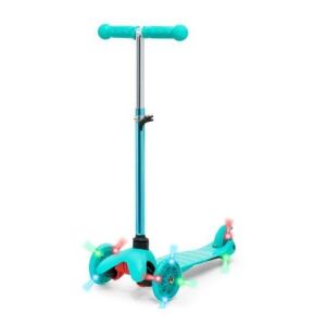 Kids Mini Kick Scooter Toy w/ Colorful Light-Up Wheels, Adjustable T-Bar