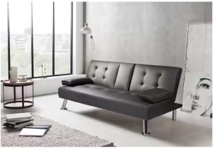 Black futon with cup holders