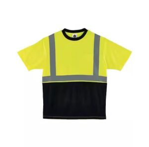 Case of (30) Ergodyne Small Hi Vis Lime Black Front T-Shirt 