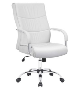 Furmax High Back Office Desk Chair Conference Leather Executive with Padded Armrests, Adjustable Ergonomic Swivel Task Chair with Lumbar Support (White)