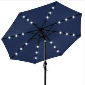 Solar LED Lighted Patio Umbrella w/ Tilt Adjustment, UV-Resistance - 10ft