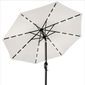 Solar LED Lighted Patio Umbrella w/ Tilt Adjustment, UV-Resistance - 10ft