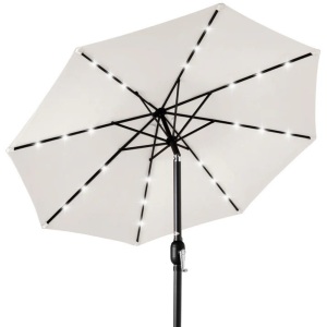 Solar LED Lighted Patio Umbrella w/ Tilt Adjustment, UV-Resistance - 10ft