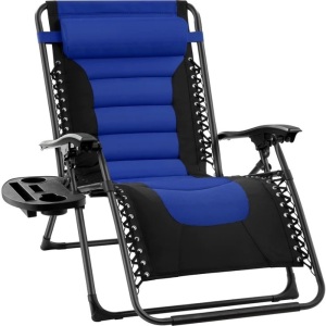 Oversized Padded Zero Gravity Chair, Folding Recliner w/ Headrest, Side Tray46"(L) x 29"(W) x 40"(H)