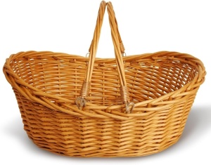 Wald Imports - Small Light Brown Hand Woven Wicker Basket for Storage with Handles - Woven Basket - Wicker Baskets for Picnics, Easter, Organizing, and More (14 x 5.5 inches) 