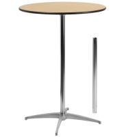 Flash Furniture&nbsp;Natural Round Adjustable Table, Wood with Black Metal Base - E-Comm Return,&nbsp;Appears New&nbsp;
