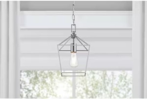 Weyburn 1-Light Chrome Farmhouse Mini Pendant Light Fixture with Caged Metal Shade