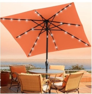 ABCCANOPY Square Solar Led Patio Umbrellas 7.5FT x 7.5FT (Orange)