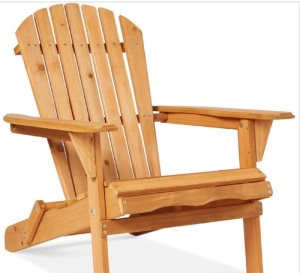 Folding Wooden Adirondack Chair, Accent Furniture w/ Natural Woodgrain