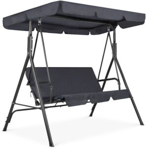 2-Person Outdoor Canopy Swing Glider Furniture w/ Cushions, Steel Frame - Unknown if Hardware Complete 