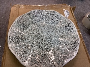 Mosaic Centerpiece Tray, 12" Decorative Glass Plate