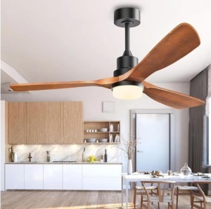 Ceiling Fans with Lights, 52" Wood Ceiling Fan, 3 Walnut Blade fan, Remote 6 Speeds Reversible Noiseless