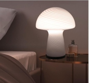 Mushroom Table Lamp,Glass Nightstand Light