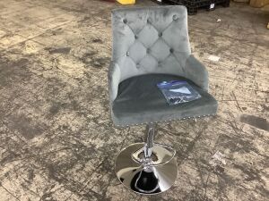 Velvet Studded Lion Knocker Adjustable Height Bar Stool 