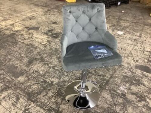 Velvet Studded Lion Knocker Adjustable Height Bar Stool&nbsp;