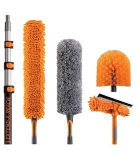 24 Feet - 5-Piece High Reach Duster Kit with Extension Pole - The Ultimate Dusting Kit