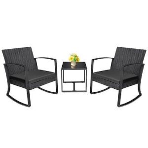 3-Piece Black Wicker Patio Set