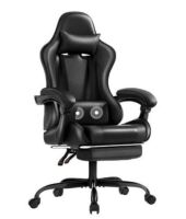 Gaming Chair with Headrest, Footrest and Massage Lumbar Support, Height Adjustable&nbsp;