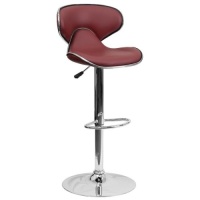 Flash Furniture&nbsp;Burgundy Adjustable Height Upholstered Swivel Bar Stool - New