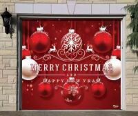7 ft. x 8 ft. Red Ornaments-Christmas Garage Door Decor Mural for Single Car Garage&nbsp;