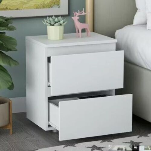 2-Drawer White Nightstand 18.9 in. H x 15.7 in. W x 11.6 in. D&nbsp;