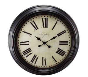 23 in. Antique Bronze Dial Quartz Analog Wall Clock with Roman Numerals 