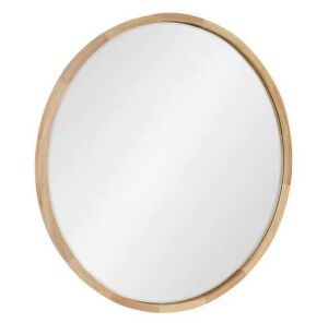 Kate and Laurel McLean 30 in. x 30 in. Classic Round Framed Natural Wall Mirror 