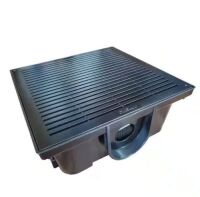 Lot of (2) RELN 13 in. Square Low Profile Drainage Catch Basin Kit with Grate, Black&nbsp;