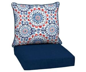 Arden Selections 24 in. x 24 in. 2-Piece Deep Seating Outdoor Lounge Chair Cushion in Clark Blue 