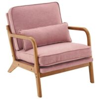 Mid Century Modern Linen Fabric Accent Chair with Solid Wood Frame&nbsp;