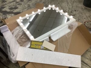 Hollywood Lighted Mirror - Some Damaged Bulb Covers 