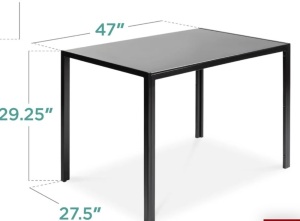 Dining Table Set w/ Glass Top, Black