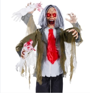 Rotten Ronnie Standing Animatronic Zombie Halloween Prop - 5ft