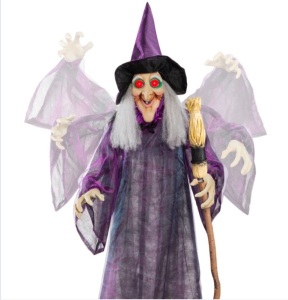 Wicked Wanda Standing Animatronic Witch with Sounds, LED Eyes - 5ft