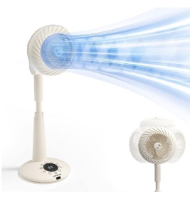 Air Circulator Standing Fan with Remote. Ultra Quiet, 12 Speeds, Night Light, Aroma Box, Omni-directional Oscillation