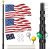 30FT Telescopic Flag Pole, Extra Thick Heavy Duty Aluminum Flagpole Kit 