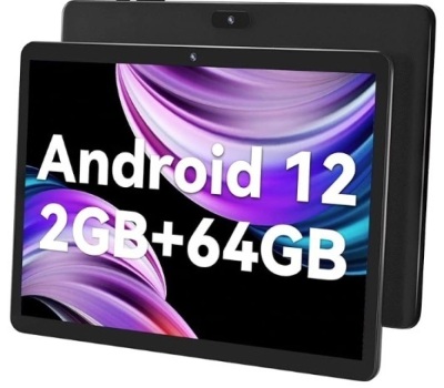 SGIN 10 Inches Tablet Computer, 2GB RAM 64GB ROM, Android 12 IPS Display, Quad-Core Processor 1.6GHz, 5000mWh Battery, TF Card 32GB Expansion, GPS, Bluetooth, Black, WiFi