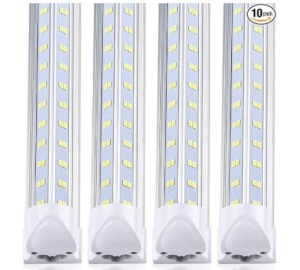 (10-Pack) 8ft LED Shop Light Fixture, V Shape 100w 14500LM 5000K ( Daylight White),8 Foot , 96'' T8 Integrated LED Tube, Linkable Led Bulbs for Garage, Warehouse, Plug and Play, Clear Lens