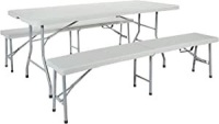 Office Star Resin 3-Piece &nbsp;6' Folding Bench and Table Set - Appears New&nbsp;&nbsp;