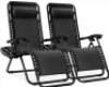 Set of 2 Adjustable Zero Gravity Patio Chair Recliners w/ Cup Holders