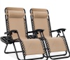 Set of 2 Adjustable Zero Gravity Patio Chair Recliners w/ Cup Holders