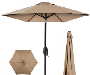 Outdoor Market Patio Umbrella w/ Push Button Tilt, Crank Lift - 7.5ft