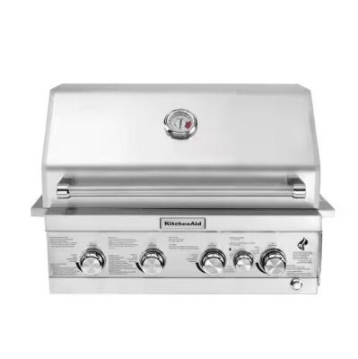 KitchenAid 4-Burner Built-in Propane Gas Island Grill Head in Stainless Steel with Rotisserie Burner 