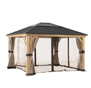 Sunjoy Universal Curtains and Mosquito Netting for 11 ft. x 13 ft. Wood Gazebos 