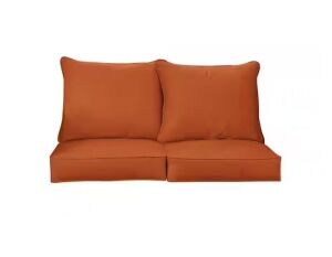 Sorraa Home 22.5 in. x 22.5 in. Sunbrella Canvas Rust Deep Seating Indoor/Outdoor Loveseat Cushion 