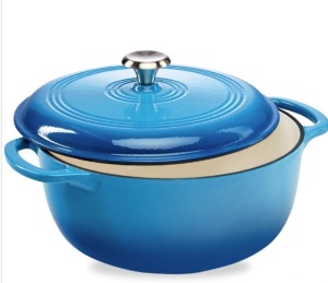 Cast-Iron Dutch Oven Kitchen Cookware w/ Enamel, Handles - 6qt