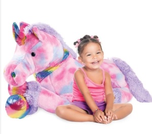 Kids Extra Large Life-Size Plush Rainbow Unicorn Stuffed Animal w/ Soft Fur