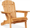 Folding Wooden Adirondack Chair, Accent Furniture w/ Natural Woodgrain