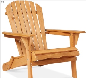 Folding Wooden Adirondack Chair, Accent Furniture w/ Natural Woodgrain